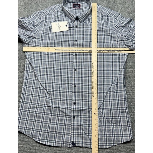 UNTUCKit MacMurray Shirt Mens XLT Tall Slim Blue Short Sleeve Button Up Cotton - Picture 4 of 9